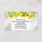 *~* Rustikales Holz Vintage Sonnenblumen Orangenbl Visitenkarte (Rückseite)