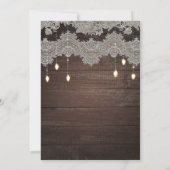Rustikales Holz & Vintage Spitzen & Lichter Elegan Einladung (Rückseite)