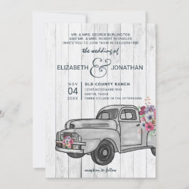 Rustikales Holz Vintager LKW Boho Hochzeitseinladu Einladung