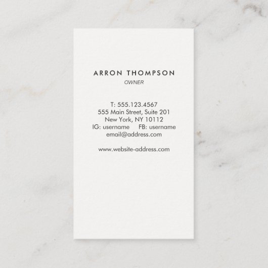 Rustikales Holz Visitenkarte (Rückseite)