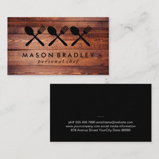 Rustikales Holz Visitenkarte (Vorne/Hinten)