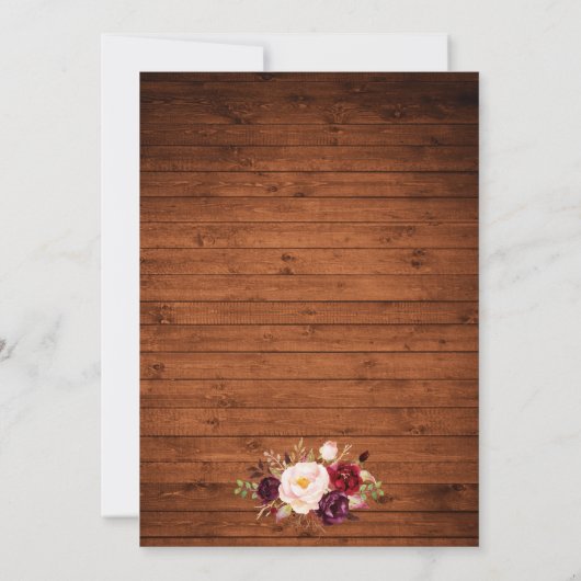 Rustikales Holz Wasserfarbe Burgund Foto Save The Date (Rückseite)