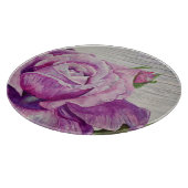 Rustikales Holz Wasserfarbe Lila Rose Schneidebrett (Ecke)