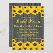 Rustikales Holz Wasserfarbe Sonnenblumen Brautpart Einladung (Vorne/Hinten)