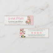 Rustikales Holz Wasserfarben Blumengebäck Mini Visitenkarte (Vorne/Hinten)