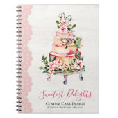 Rustikales Holz Wasserfarben Blumengebäck Notizblock (Vorderseite)