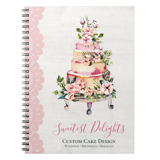 Rustikales Holz Wasserfarben Blumengebäck Notizblock (Vorderseite)