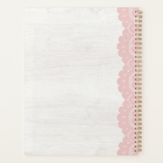 Rustikales Holz Wasserfarben Blumengebäck Planer (Rückseite)