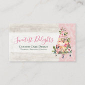 Rustikales Holz Wasserfarben Blumengebäck Visitenkarte (Vorderseite)