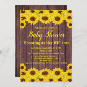 Rustikales Holz Wasserfarben Sonnenblumen Niedlich Einladung (Vorne/Hinten)