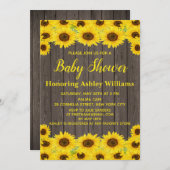 Rustikales Holz Wasserfarben Sonnenblumen Niedlich Einladung (Vorne/Hinten)