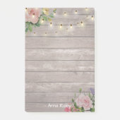 Rustikales Holz Wasserfarbene Blüte Elegante Stran Post-it Klebezettel (Vorderseite)