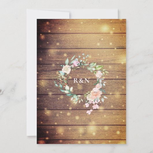 Rustikales Holz Wasserfarbengrün Blumenzwiebeln Einladung (Rückseite)