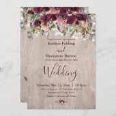 Rustikales Holz Wasserfarbenleuchten Hochzeit Einladung (Vorne/Hinten)