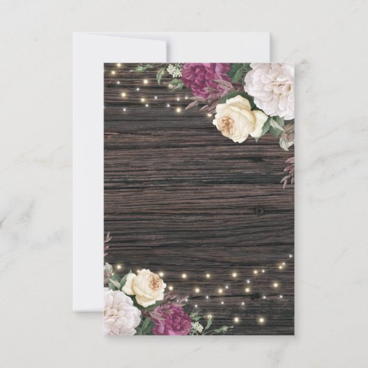 Rustikales Holz Wedding Bridal Bingo (Rückseite)