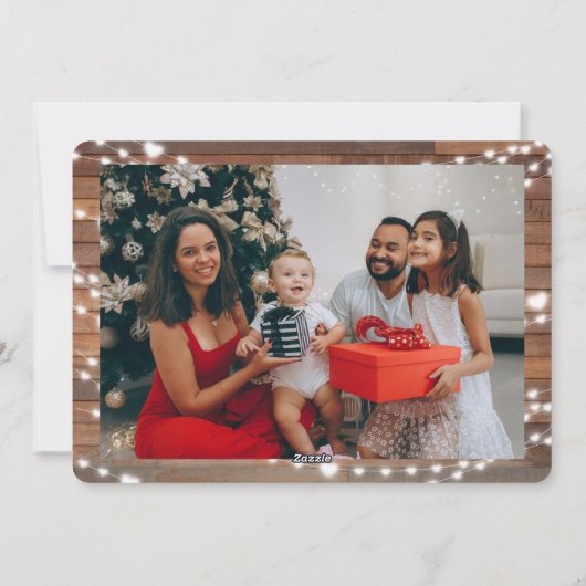 Rustikales Holz Weihnachten 5 Foto String Lights (Rückseite)