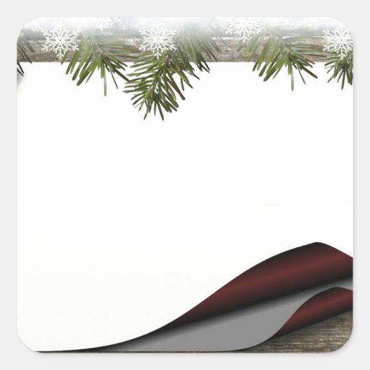 Rustikales Holz Weihnachten oder Winter Print Quadratischer Aufkleber (Vorderseite)
