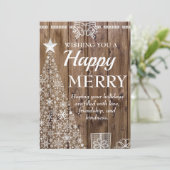 Rustikales Holz Weihnachtsbaum Weihnachtszeit Feiertagskarte (Stehend Vorderseite)