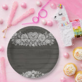 Rustikales Holz & Weiß Lace Lacy Bauernhof Chic Pa Pappteller (Party)