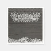 Rustikales Holz & Weiß Lace Lacy Bauernhof Chic Pa Serviette (Vorderseite)