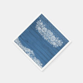 Rustikales Holz & Weiß Lace Lacy Bauernhof Chic Pa Serviette (Ecke)