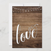 Rustikales Holz, Weiße Leuchten und Schrift, Save The Date (Rückseite)