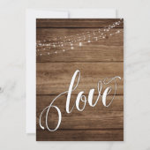 Rustikales Holz, weiße Lichter und aufwändiges Skr Save The Date (Rückseite)