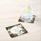 Rustikales Holz Weiße Magnolien Wasserfarbenfroh Rechteckiger Pappuntersetzer (Vor Ort)