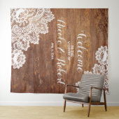 Rustikales Holz weiße Spitze Hochzeitsfoto Stand H Wandteppich (Beispiel (Horizontal))