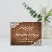 Rustikales Holz weiße Spitzen glücklichen Jahresta Ankündigungspostkarte (Stehend Vorderseite)