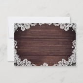 Rustikales Holz weiße Spitzen-Lichter Hochzeit RSVP Karte (Rückseite)