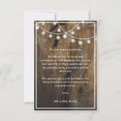 Rustikales Holz Weißrahmen Blume Lights Wedding Dankeskarte (Rückseite)