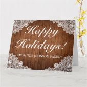 Rustikales Holz & White Lace Urlaub geklappt Gruß Karte (Gelbe Blume)