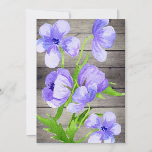 Rustikales Holz Wildblumen Brautdusche Einladung (Rückseite)