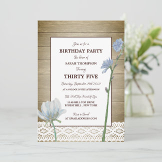 Rustikales Holz, wilde Flora, Geburtstag Einladung