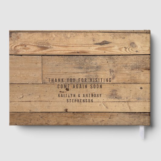 Rustikales Holz Willkommen Foto Personalisiert Gästebuch (Rückseite)