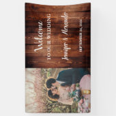 Rustikales Holz Willkommen in unserem Hochzeitsfes Banner (Vertikal)