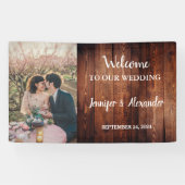 Rustikales Holz Willkommen in unserem Hochzeitsfes Banner (Horizontal)