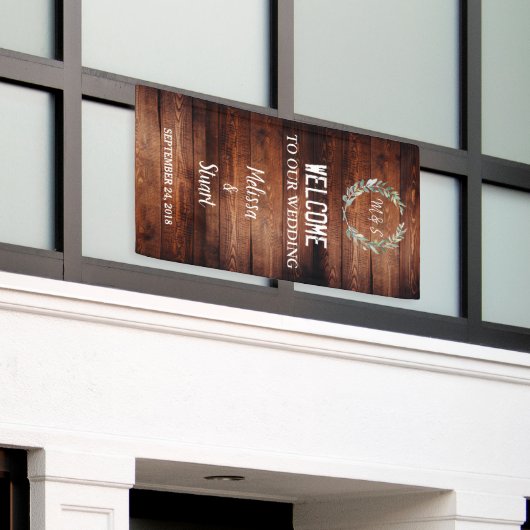 Rustikales Holz Willkommen zu unserem Banner (Äußeres Gebäude)