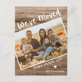 Rustikales Holz Wir haben das Foto der Familie ver Ankündigungspostkarte