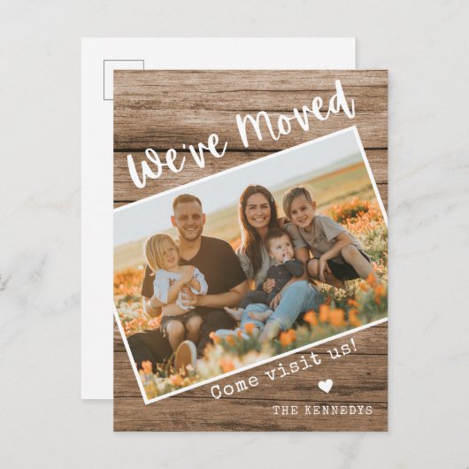 Rustikales Holz Wir haben das Foto der Familie ver Ankündigungspostkarte (Vorne/Hinten)