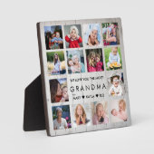 Rustikales Holz Wir Liebe Sie Oma 14 FotoCollage Fotoplatte (Vorderseite)