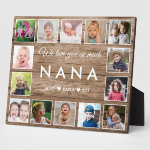 Rustikales Holz Wir lieben dich Nana 14 Foto-Colla Fotoplatte