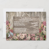 Rustikales Holz Zaun gestrichen Rose Brautparty Einladung (Vorderseite)