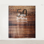 Rustikales Holz zum Geburtstag Jahr Foto Hintergru Wandteppich (Vorderseite)