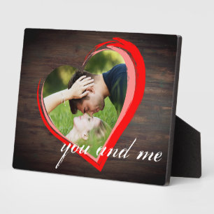 Rustikales Holz Zwei Herzen Foto Valentinstag Fotoplatte