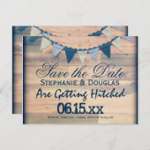 Rustikales Holzbanner Save the Date Postkarten (Vorne/Hinten)