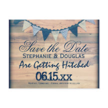 Rustikales Holzbanner Save the Date Postkarten