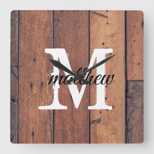 Rustikales Holzbauernhaus Quadratische Wanduhr