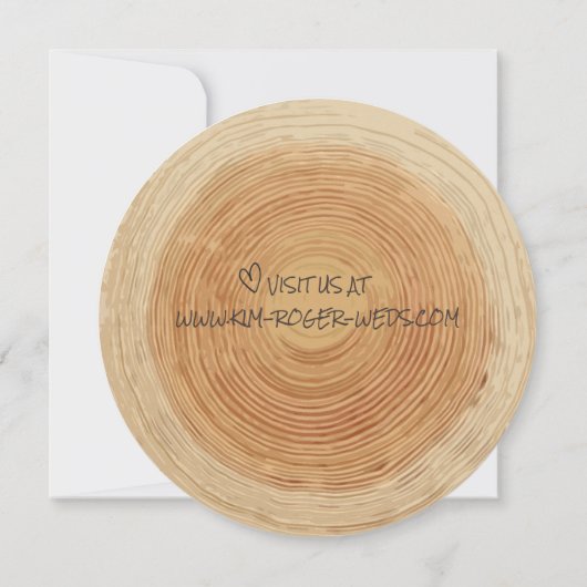 Rustikales Holzbaum Rumpf Slice Einmalige Hochzeit Einladung (Rückseite)